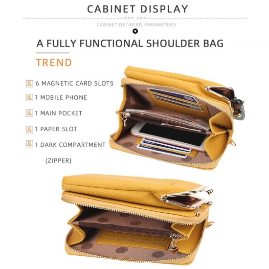 Baellerry Women Lychee Pattern 6 Card Slots 6.5 Inch Phone Bag Crossbody Bag Baellerry Women Lychee Pattern 6 Card Slots 6.5 Inch Phone Bag Crossbody Bag
