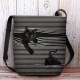 Women Felt Stripe Pattern Three-dimensional Vision Cat Print Shoulder Bag Crossbody Bag Women Felt Stripe Pattern Three-dimensional Vision Cat Print Shoulder Bag Crossbody Bag
