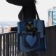 Women Felt Cute 3D Three-dimensional Black Cat Inside Jeans Pattern Shoulder Bag Handbag Tote Women Felt Cute 3D Three-dimensional Black Cat Inside Jeans Pattern Shoulder Bag Handbag Tote