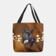Women Felt Cute 3D Three-dimensional Black Cat Daisy Pattern Shoulder Bag Handbag Tote Women Felt Cute 3D Three-dimensional Black Cat Daisy Pattern Shoulder Bag Handbag Tote
