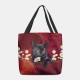 Women Felt Cute 3D Three-dimensional Black Cat Daisy Pattern Shoulder Bag Handbag Tote Women Felt Cute 3D Three-dimensional Black Cat Daisy Pattern Shoulder Bag Handbag Tote