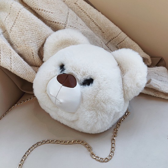 Women Cute Plush Bear Chains Shoulder Bag Crossbody Bag Women Cute Plush Bear Chains Shoulder Bag Crossbody Bag