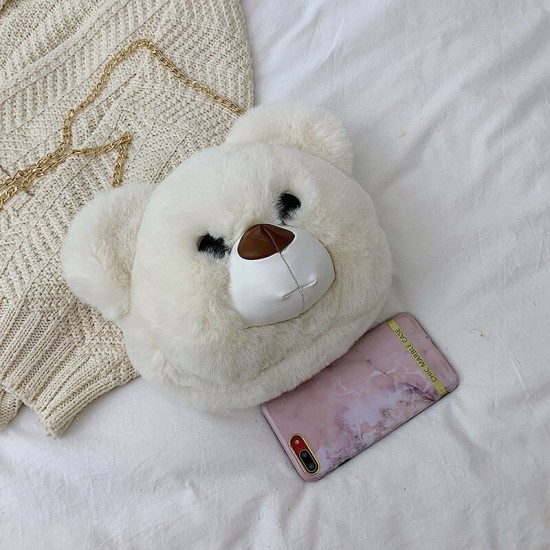 Women Cute Plush Bear Chains Shoulder Bag Crossbody Bag Women Cute Plush Bear Chains Shoulder Bag Crossbody Bag