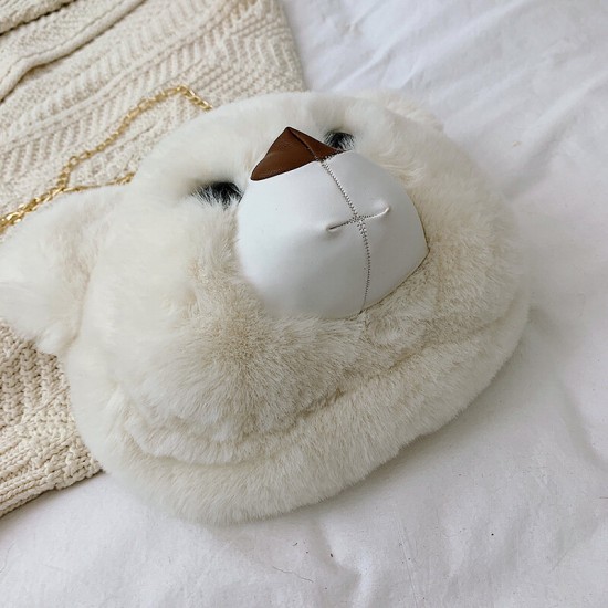 Women Cute Plush Bear Chains Shoulder Bag Crossbody Bag Women Cute Plush Bear Chains Shoulder Bag Crossbody Bag