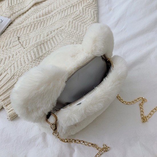 Women Cute Plush Bear Chains Shoulder Bag Crossbody Bag Women Cute Plush Bear Chains Shoulder Bag Crossbody Bag
