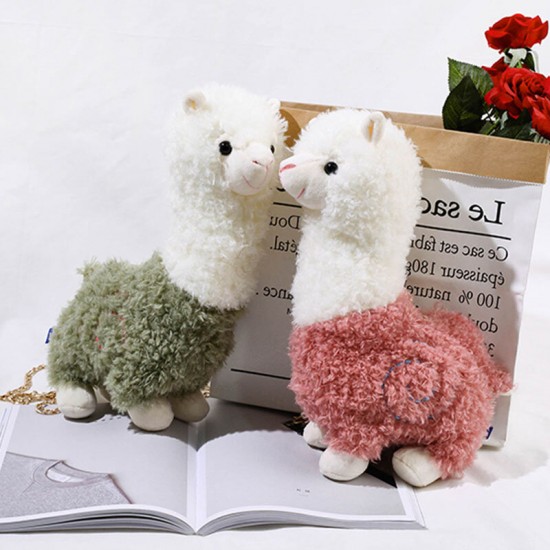 Women Lamb Wool Cute Cartoon 3D Alpaca Shape Soft Creative Small Shoulder Bag Crossbody Bag With Chain Women Lamb Wool Cute Cartoon 3D Alpaca Shape Soft Creative Small Shoulder Bag Crossbody Bag With Chain