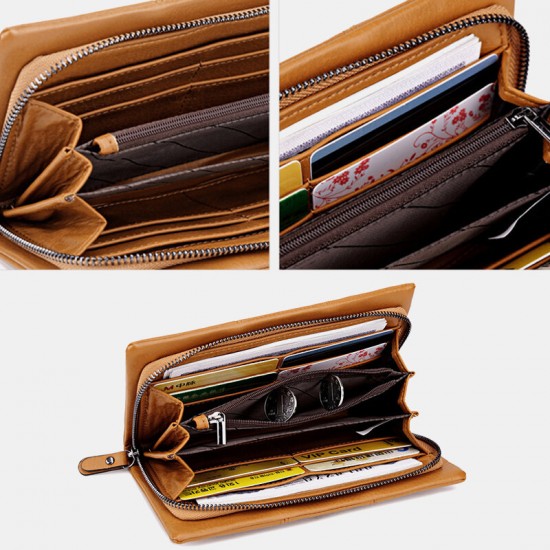 Women Faux Leather Retro Large Capacity 6.3 Inch Phone Bag Multi-slot Card Holder Clutch Wallet Women Faux Leather Retro Large Capacity 6.3 Inch Phone Bag Multi-slot Card Holder Clutch Wallet