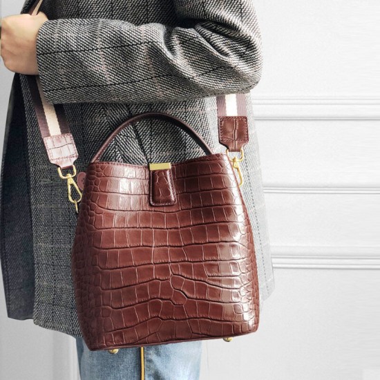 Women Genuine Leather Cowhide Alligator Pattern Vintage Casual Multi-carry Handbag Crossbody Bag Women Genuine Leather Cowhide Alligator Pattern Vintage Casual Multi-carry Handbag Crossbody Bag
