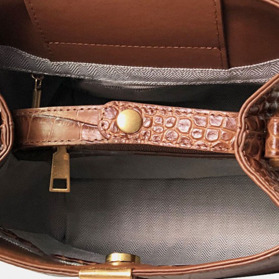 Women Genuine Leather Cowhide Alligator Pattern Vintage Casual Multi-carry Handbag Crossbody Bag Women Genuine Leather Cowhide Alligator Pattern Vintage Casual Multi-carry Handbag Crossbody Bag