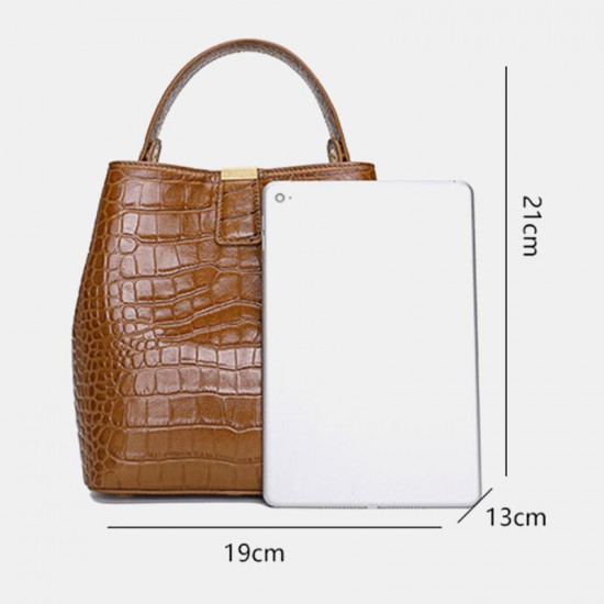 Women Genuine Leather Cowhide Alligator Pattern Vintage Casual Multi-carry Handbag Crossbody Bag Women Genuine Leather Cowhide Alligator Pattern Vintage Casual Multi-carry Handbag Crossbody Bag