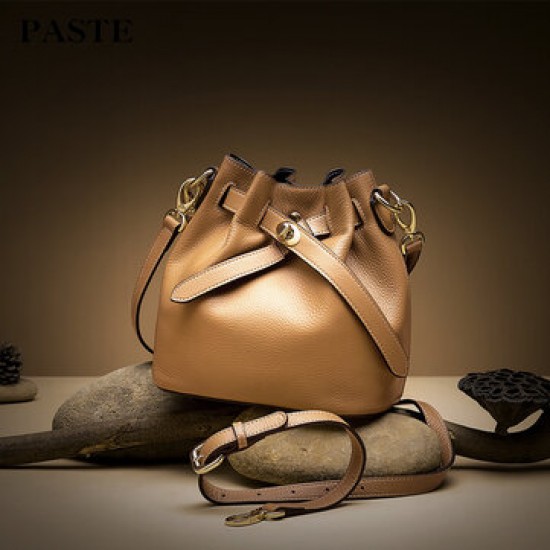 Women Genuine Leather Cowhide Casual Elegant Multi-carry Shoulder Bag Crossbody Bag Bucket Bag Women Genuine Leather Cowhide Casual Elegant Multi-carry Shoulder Bag Crossbody Bag Bucket Bag