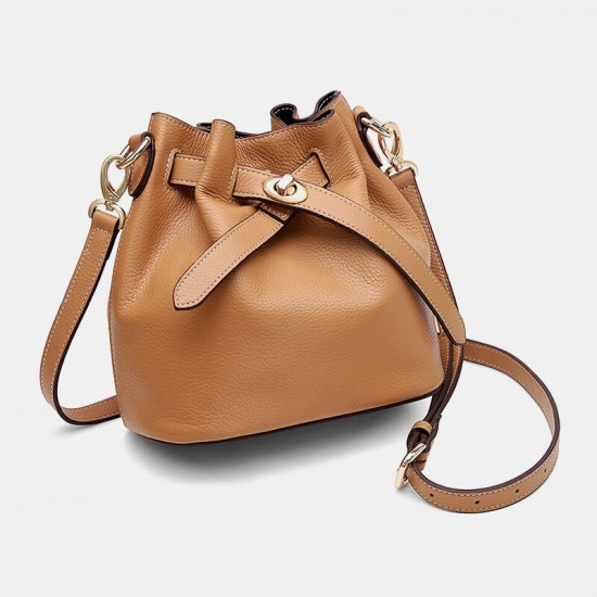 Women Genuine Leather Cowhide Casual Elegant Multi-carry Shoulder Bag Crossbody Bag Bucket Bag Women Genuine Leather Cowhide Casual Elegant Multi-carry Shoulder Bag Crossbody Bag Bucket Bag