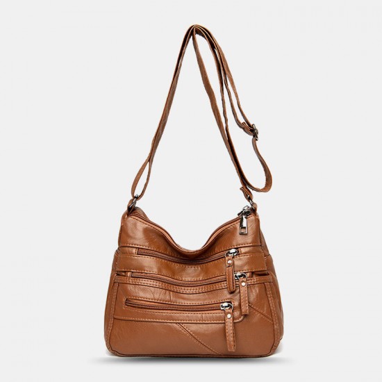 Women PU Leather Retro Casual Large Capacity Multi-Pocket French Handbag Crossbody Bags Women PU Leather Retro Casual Large Capacity Multi-Pocket French Handbag Crossbody Bags