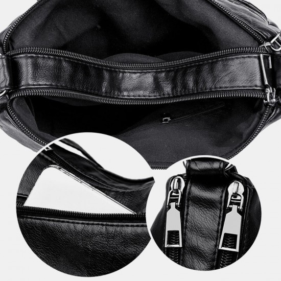 Women PU Leather Retro Casual Large Capacity Multi-Pocket French Handbag Crossbody Bags Women PU Leather Retro Casual Large Capacity Multi-Pocket French Handbag Crossbody Bags