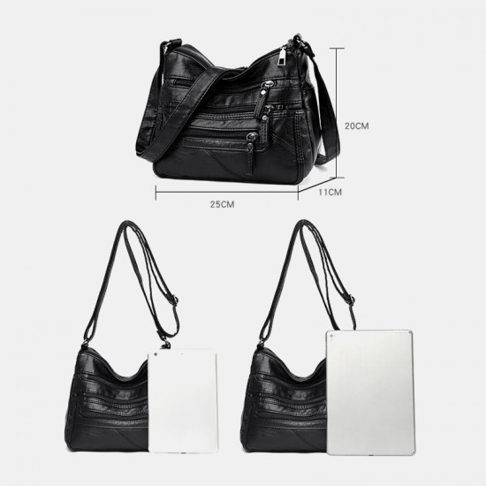 Women PU Leather Retro Casual Large Capacity Multi-Pocket French Handbag Crossbody Bags Women PU Leather Retro Casual Large Capacity Multi-Pocket French Handbag Crossbody Bags
