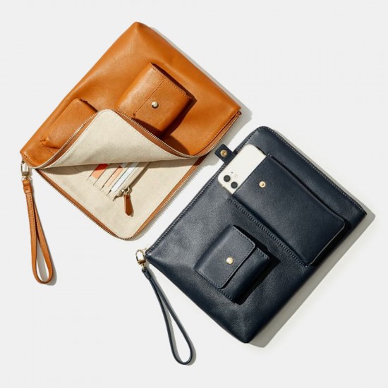 Women PU Leather Multifunction Multi-pockets Business Clutches Bag Women PU Leather Multifunction Multi-pockets Business Clutches Bag