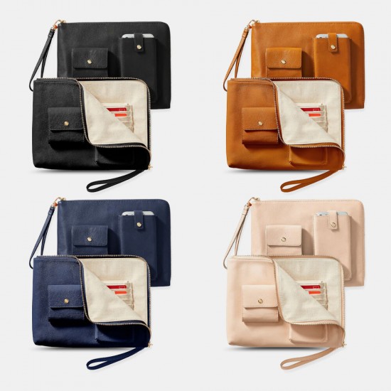 Women PU Leather Multifunction Multi-pockets Business Clutches Bag Women PU Leather Multifunction Multi-pockets Business Clutches Bag