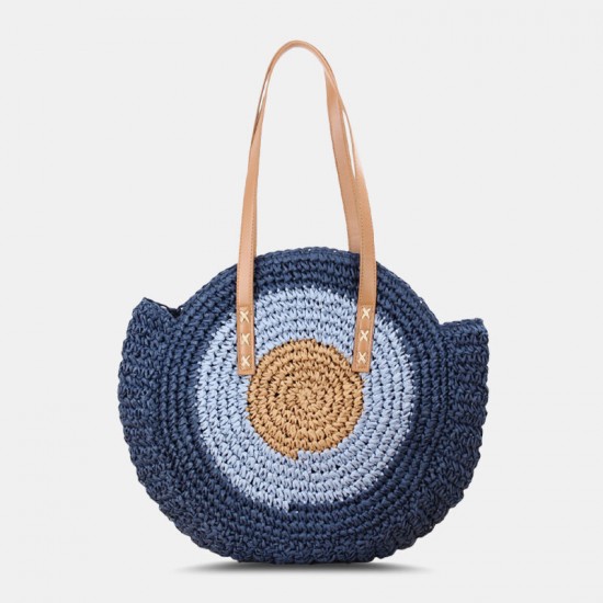Women Simplicity Stripe Straw Bag Handbags Tote Retro Beach Bag Women Simplicity Stripe Straw Bag Handbags Tote Retro Beach Bag