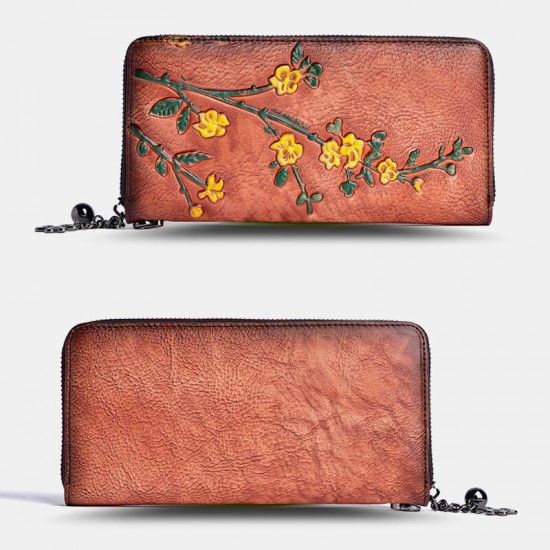 Women Genuine Leather Wallet Floral Embossed Pattern Retro Long Coin Purse Money Wallets Clutch Bags Women Genuine Leather Wallet Floral Embossed Pattern Retro Long Coin Purse Money Wallets Clutch Bags