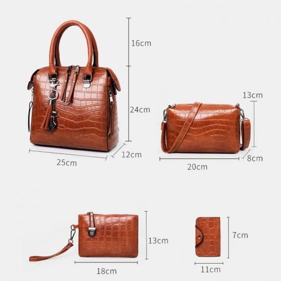 4 PCS Vintage Croc Embossed Wallet Large Capacity Clutch Bag Handbag Shoulder Bag Crossbody Bag 4 PCS Vintage Croc Embossed Wallet Large Capacity Clutch Bag Handbag Shoulder Bag Crossbody Bag