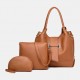 3 PCS PU Leather Vintage Solid Large Capacity Wallet Clutch Bag Phone Bag Handbag Crossbody Bag Shoulder Bag 3 PCS PU Leather Vintage Solid Large Capacity Wallet Clutch Bag Phone Bag Handbag Crossbody Bag Shoulder Bag