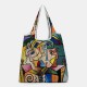 Women Abstract Figures Pattern Print Handbag Shoulder Bag Lightweight Shopping Cloth Bags Women Abstract Figures Pattern Print Handbag Shoulder Bag Lightweight Shopping Cloth Bags