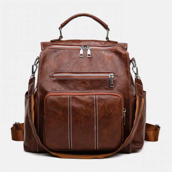 Women PU Leather Large Capacity Multi-pocket Retro Messenger Backpack Crossbody Bag Shoulder Bag Women PU Leather Large Capacity Multi-pocket Retro Messenger Backpack Crossbody Bag Shoulder Bag