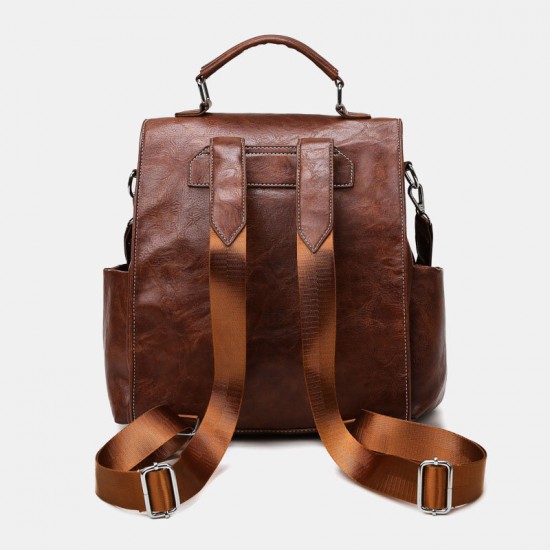 Women PU Leather Large Capacity Multi-pocket Retro Messenger Backpack Crossbody Bag Shoulder Bag Women PU Leather Large Capacity Multi-pocket Retro Messenger Backpack Crossbody Bag Shoulder Bag