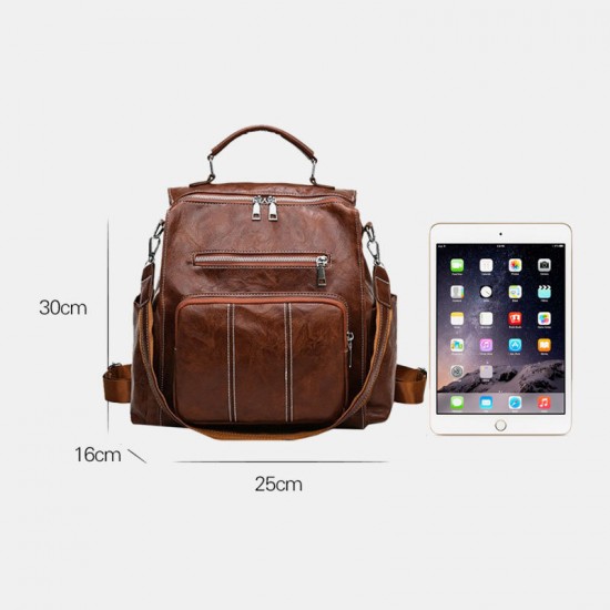 Women PU Leather Large Capacity Multi-pocket Retro Messenger Backpack Crossbody Bag Shoulder Bag Women PU Leather Large Capacity Multi-pocket Retro Messenger Backpack Crossbody Bag Shoulder Bag
