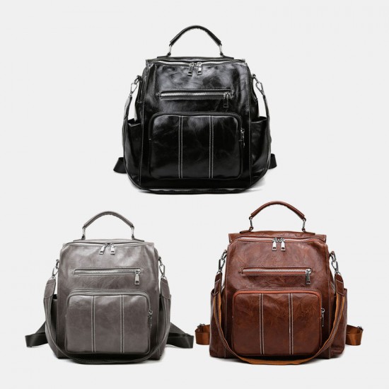 Women PU Leather Large Capacity Multi-pocket Retro Messenger Backpack Crossbody Bag Shoulder Bag Women PU Leather Large Capacity Multi-pocket Retro Messenger Backpack Crossbody Bag Shoulder Bag