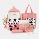 5 PCS Canvas Preppy Cow Pattern Multifunction Combination Bag Backpack Tote Crossbody Bag Clutch Wallet 5 PCS Canvas Preppy Cow Pattern Multifunction Combination Bag Backpack Tote Crossbody Bag Clutch Wallet
