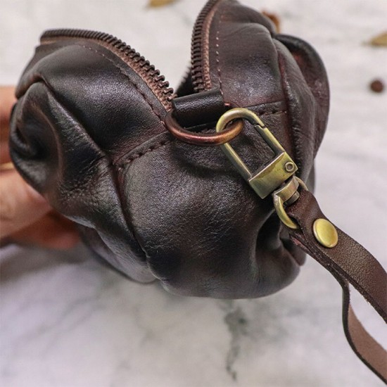 Women Vegetable Tanned Leather Fold Small Wallets Retro Zipper Clutch Bag Card Holder Coin Purse Women Vegetable Tanned Leather Fold Small Wallets Retro Zipper Clutch Bag Card Holder Coin Purse