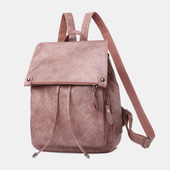 Women PU Leather Multi-pockets Inner Magnetic Button Backpack Vintage Simple Drawstring Hasp Laptop Bag Women PU Leather Multi-pockets Inner Magnetic Button Backpack Vintage Simple Drawstring Hasp Laptop Bag
