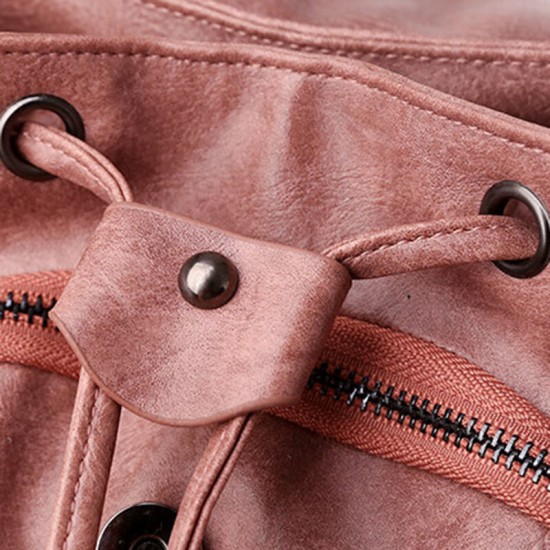 Women PU Leather Multi-pockets Inner Magnetic Button Backpack Vintage Simple Drawstring Hasp Laptop Bag Women PU Leather Multi-pockets Inner Magnetic Button Backpack Vintage Simple Drawstring Hasp Laptop Bag