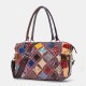 Women Genuine Leather Colored Lattice Pattern Handbags Vintage Large-capacity Tote Shoulder Bag Women Genuine Leather Colored Lattice Pattern Handbags Vintage Large-capacity Tote Shoulder Bag