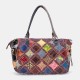 Women Genuine Leather Colored Lattice Pattern Handbags Vintage Large-capacity Tote Shoulder Bag Women Genuine Leather Colored Lattice Pattern Handbags Vintage Large-capacity Tote Shoulder Bag