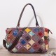 Women Genuine Leather Colored Lattice Pattern Handbags Vintage Large-capacity Tote Shoulder Bag Women Genuine Leather Colored Lattice Pattern Handbags Vintage Large-capacity Tote Shoulder Bag