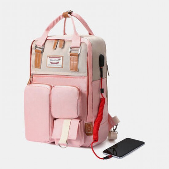 Women Nylon USB Charging Multi-pocket Large Capacity Backpack Casual Simple Waterproof 14 Inch Laptop Bag Women Nylon USB Charging Multi-pocket Large Capacity Backpack Casual Simple Waterproof 14 Inch Laptop Bag