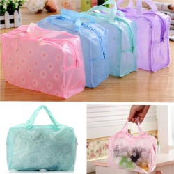Transparent Printed Floral Bathing Cosmetic Waterproof Bag