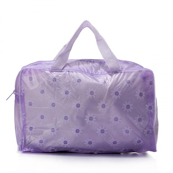 Transparent Printed Floral Bathing Cosmetic Waterproof Bag Transparent Printed Floral Bathing Cosmetic Waterproof Bag