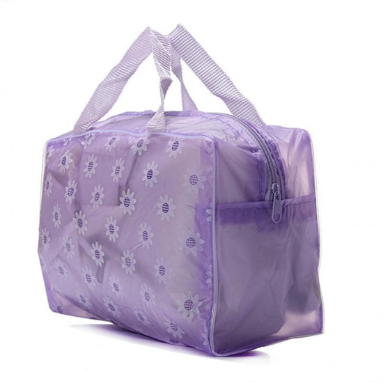 Transparent Printed Floral Bathing Cosmetic Waterproof Bag Transparent Printed Floral Bathing Cosmetic Waterproof Bag