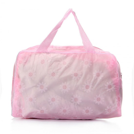 Transparent Printed Floral Bathing Cosmetic Waterproof Bag Transparent Printed Floral Bathing Cosmetic Waterproof Bag