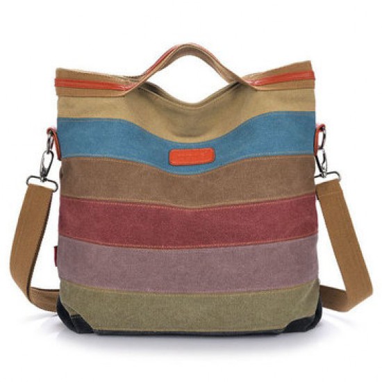 Women Canvas Striped Crossbody Bags Vintage Contrast Color Canvas Tote Handbags Women Canvas Striped Crossbody Bags Vintage Contrast Color Canvas Tote Handbags