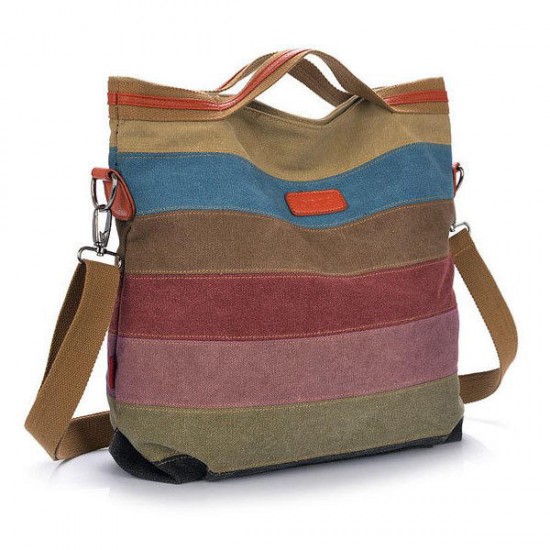 Women Canvas Striped Crossbody Bags Vintage Contrast Color Canvas Tote Handbags Women Canvas Striped Crossbody Bags Vintage Contrast Color Canvas Tote Handbags